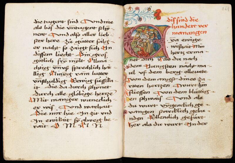 Deutsches Gebetbuch der Dorothea von Hof, 15. Jahrhundert (Stiftsbibliothek St.Gallen, Cod. Sang. 479, fol. 167v/168r)