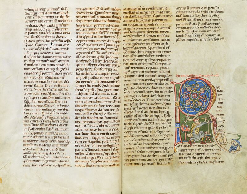 Passionale von Weissenau, 12. Jahrhundert (Fondation Martin Bodmer, Cologny, Cod. Bodmer 127, fol. 243v/244r)